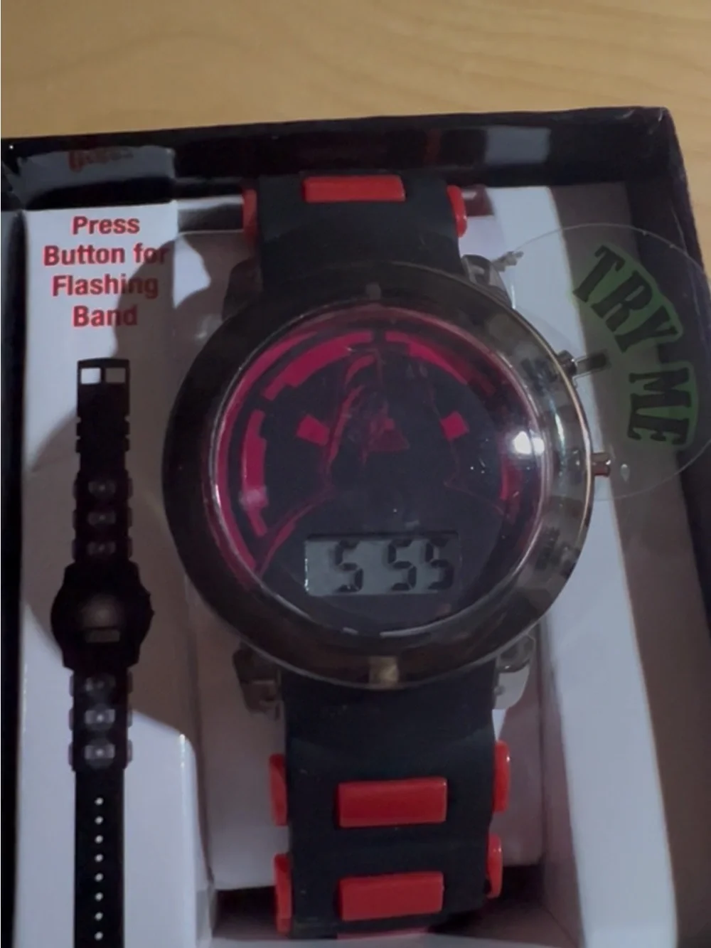 0128: Star Wars Darth Vader Black and Red Kids Digital Watch with Flashing Band